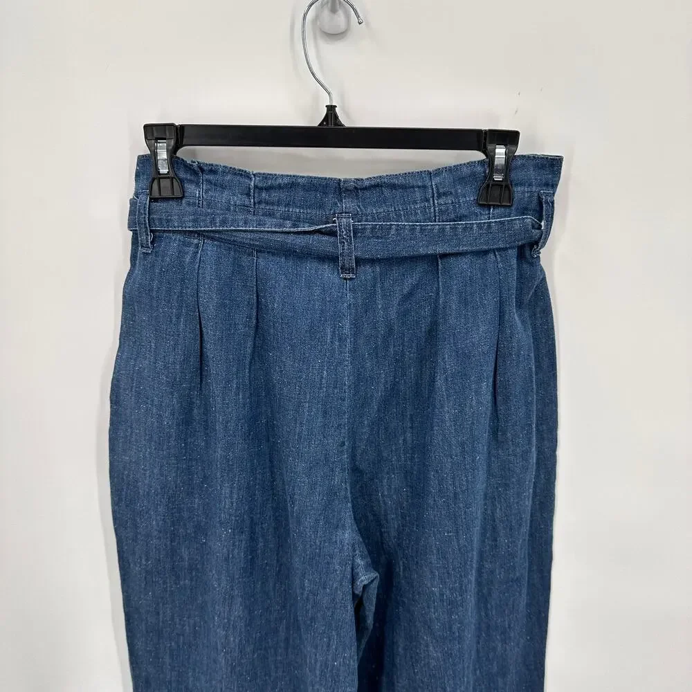 J. CREW NWT Paperbag Tie Waist Ankle Jean Pants in Chambray  // 2